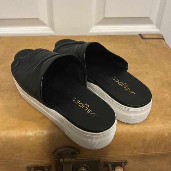J/SLIDES NYC BLACK LEATHER SIZE 7 - Picture 4 of 8